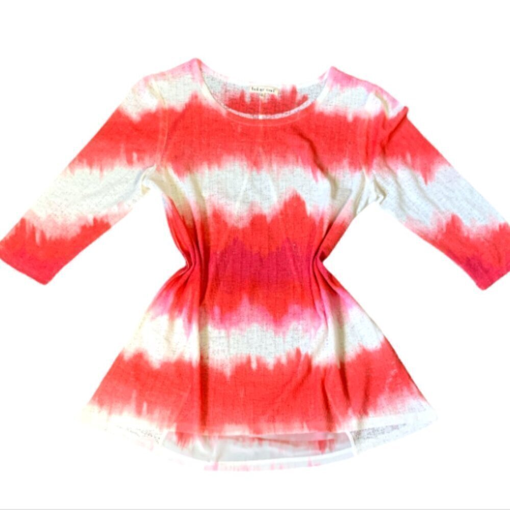 Indigo Soul Tie Dye Tunic Top Beach Coverup Coral Pink & White‎ Sz L #27G